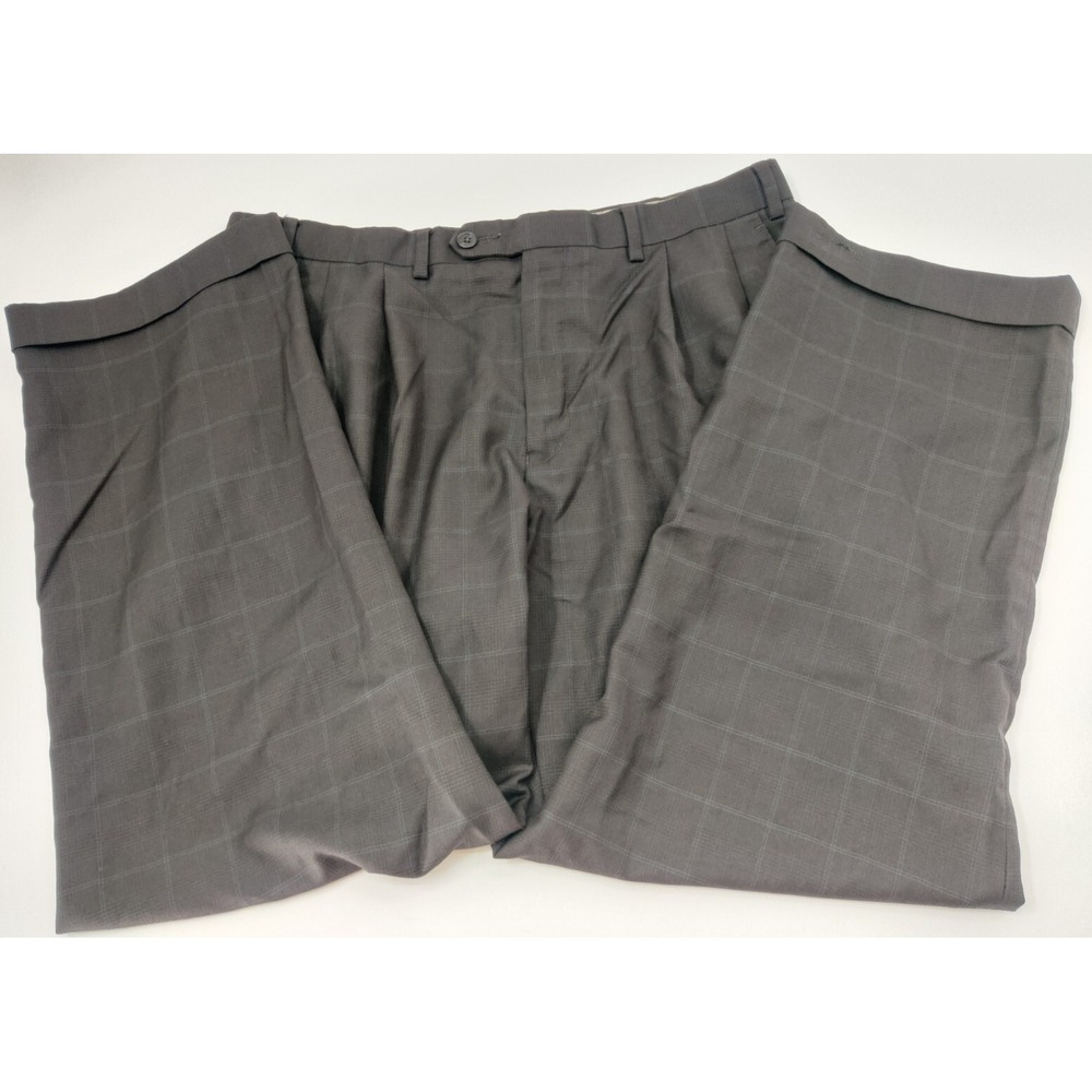 Lauren‎ Ralph Lauren Mens Pleated Windowpane Dress Pants Gray 36W x 29L Cuffed